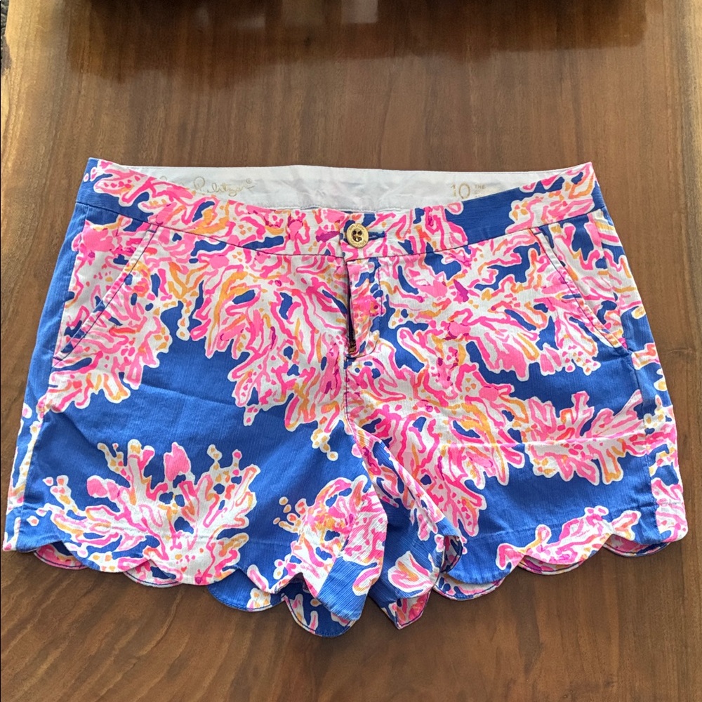 Lilly Pulitzer Blue and Pink scalloped Shorts